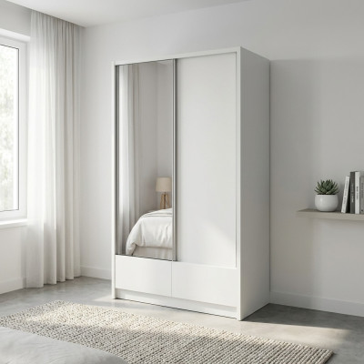 Garderobes uzglabāšana 130 cm plats plaukts skapīs ar slīdošajām durvīm birojam