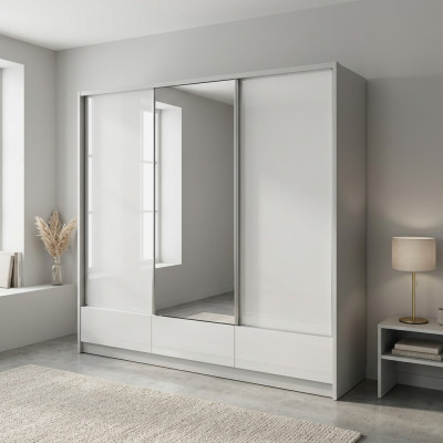 Liels gultas istabas plāksnes skapis 250 cm apģērbu skapji