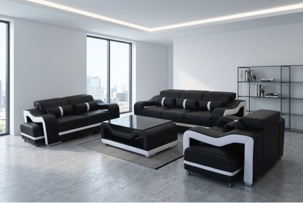 Sofa āda + USB, dīvāns ar auduma apdari 3+2+1 sēdvieta Komplektā komplekti + galds