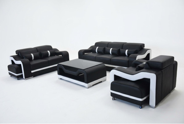 Sofa āda + USB, dīvāns ar auduma apdari 3+2+1 sēdvieta Komplektā komplekti + galds