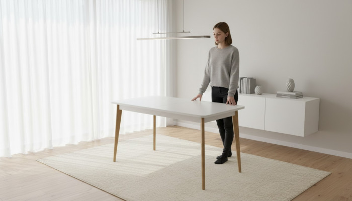 Mūsdienīgs koka galds ēdamgalds galds koks telpās 140/180cm pagarināms.