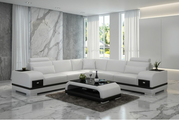 Ādas dīvāns Dīvāns Dzīvojamā istaba Stūra dīvāns Stūra garnitūra Moderns dizains G8013B-Sofa