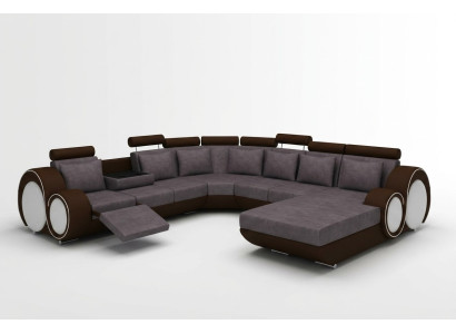 Tekstila sofa ar USB XXL dzīvojamā zona auduma dīvāns Liela mīksta dīvāna U forma Jauns