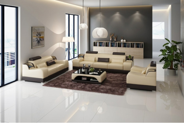 Sofas komplektā, 3+1+1 dīvānsu ensembles dizains āda 3 daļās komplektā