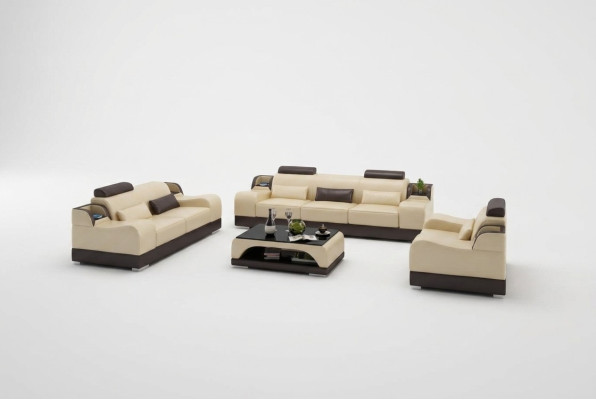 Sofas komplektā, 3+1+1 dīvānsu ensembles dizains āda 3 daļās komplektā
