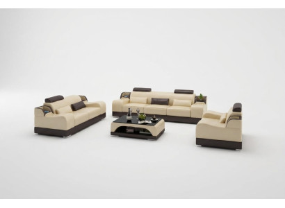 Sofas komplektā, 3+1+1 dīvānsu ensembles dizains āda 3 daļās komplektā