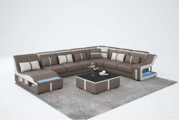 Luksusa dīvāns stūrdīvānā dizaina dzīvojamā mēbeļu sofa dīvāns stūra komplekts + gaismas + USB