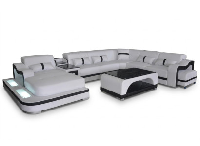 Stūra dīvāns Stūra mēbeles Stūra gulta Dīvāns Gulta Polster Wohnlandschaft Tisch USB LED Neu