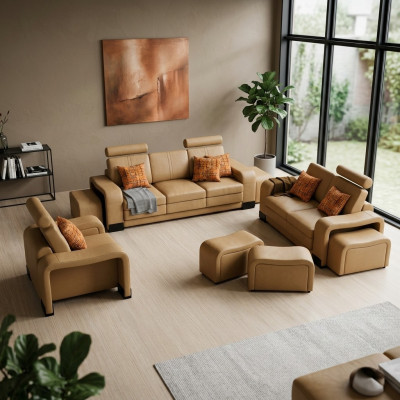 Sofa komplekts ar USB pieslēgumu. Ādas dīvāns komplekts sēžamvietas dzīvojamo zonu 3+2+1 personas jaunais.