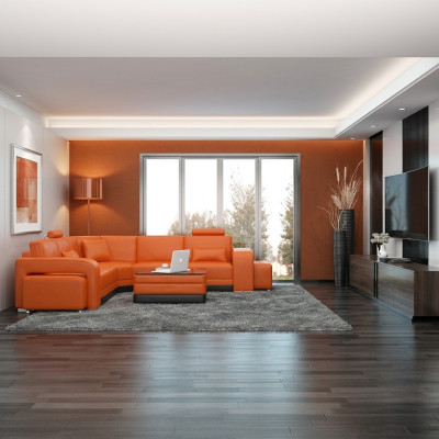 Ādas dīvāns ar USB dzīvojamo zonu stūra dīvāns stūra komplekts Moderno dizainu F3017B sofa