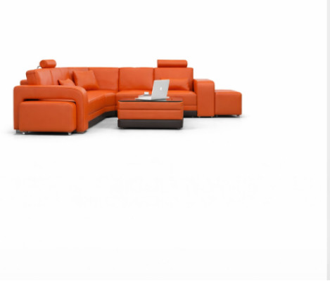 Ādas dīvāns ar USB dzīvojamo zonu stūra dīvāns stūra komplekts Moderno dizainu F3017B sofa