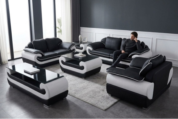 Sofas komplekts 5 gab. TV dīvāns Galds 321 sēdeklis komplekts Moderni krēsli Dīvāns + USB