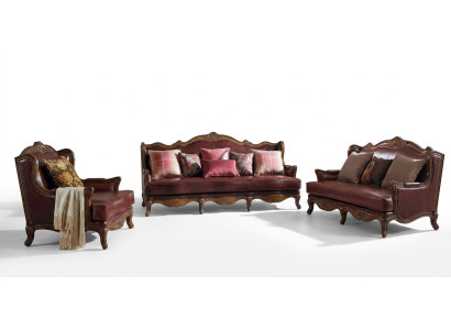 Sofas komplekts 3+2+1 sēdvietas Kanapes komplekts koloniālais mēbeles brūns