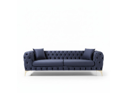 Drejējamā sofā Luxus Chesterfield 3 vietas dīvāns Zila velūra dīvāni Jauns dīvāns