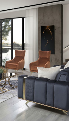 Krēsls vienvietīgs luksus polsterēts mēbeļu istabas brūnā krēslā tekstila lounge jaunais