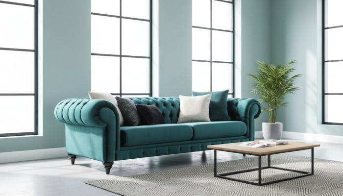 Klasiska Chesterfield trīsstāvu mēbeļu dīvāns luksusa zaļš 3 sēdvietu dīvāns