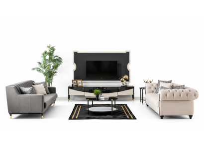Sofas komplekts Sofa Polster artikulēta mēbeles galds 3 gab Chesterfield