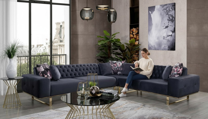 Stūra dīvāns Krēsls Mēbeles Garnitūra Chesterfield Stūra dīvāns Dīvāns Audums