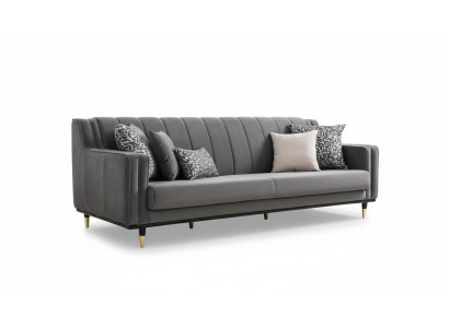 Klasiskā pelēka sofa 3 sēdvietu sofai dizaina dīvāns trīs vietu luksusa mēbeļu stilā