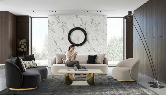 Sofa komplekts 4+3+1 mītne Iekārtošana Dīvāni Polster Sēdekļi Couch Moderns Dīvāns