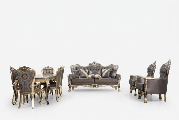 Sofas komplekts 3+1+1 sēdvietas dizaina dīvānam ar polsteri, relaksējošu klasisku dīvānu