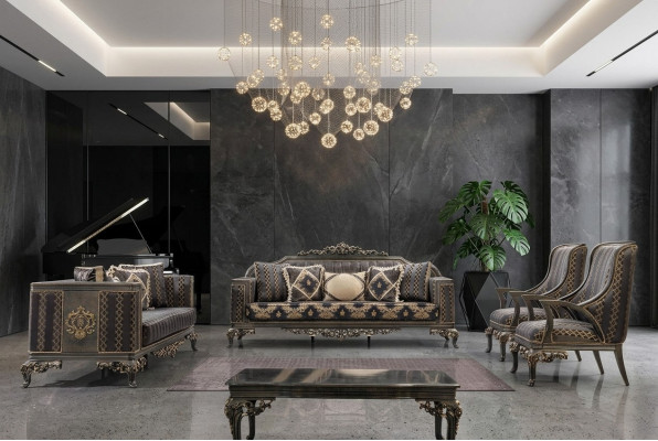 Dīvāns Chesterfield dizainiera grupa 5 gab. komplekts dīvāni 3+3+1+1 vietas galds