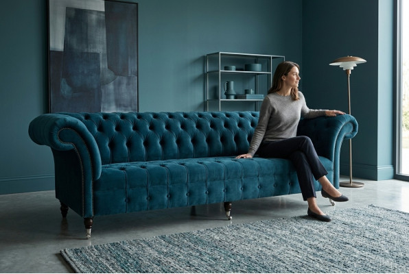 Dizainera dīvāns 3 vietas Chesterfield mīksta mēbele sēžojamais 3-vietīgs tekstils sofa