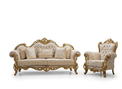 Chesterfield dīvāns un krēsls beige krāsā, augstvērtīgā luksusa dizainā