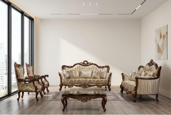Chesterfield sofa komplekts ar dīvānu, dīvāna galdu un 5 apšuvumiem.