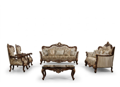 Chesterfield sofa komplekts ar dīvānu, dīvāna galdu un 5 apšuvumiem.