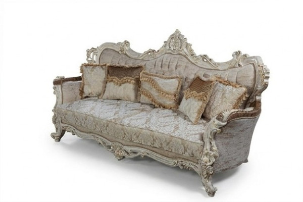 Chesterfield Baroka trīsvietīga dīvāna mēbele Auduma Zelta dīvāns