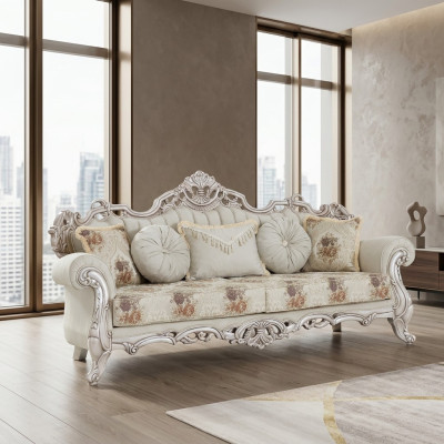 Luksusa trīsvietīga dīvāna mīkstais mēbeles veļš baroka rokoko 3-vietīgā sofa