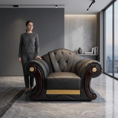 Luksusa krēsla Chesterfield vienvietīgam dīvānam mēbeles mēbeles dīvāns 1-vietīgais