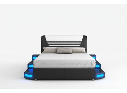 Luksusa LED apgaismots guļamistabas gultasloks ādas gultas 180x200 mēbeles gultas