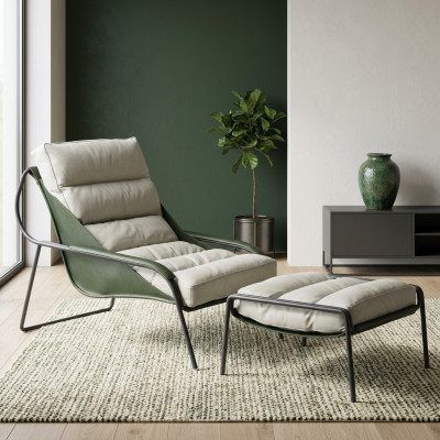 Krēsla + Stāva komplekts Luxus Relax Einarīki Mēbeles Krēsla Pēdu atbalsts 2 gab.