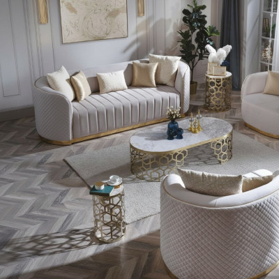 Ovals dīvāns Trīsgabalu dīvāni mēbeles Sofa iekārtojums dzīvojamā istaba audekls