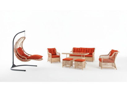 Sofasets dārza mēbeles galds atzveltne krēsli terases komplekts 6 gab.