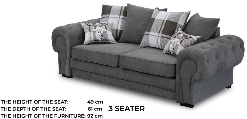 Sofas komplekts 3+2+1 Chesterfield mēbeles Dzīvojamā istaba Tekstils itāliešu stilā