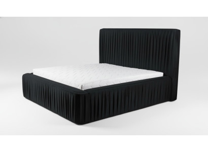 Melns divguļamais numurs ar koka mēbelēm. Elegantais dizains, klasiski jauni mēbeļu audumi.