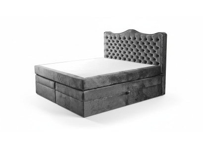 Gulta rāmis pelēks chesterfield guļamistabas dizains elegants audums klasiskas mēbeles