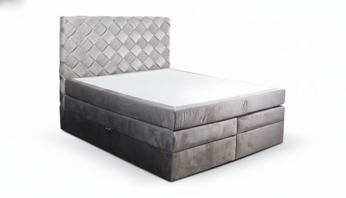 Boxspring gulta ar gultas kasti, matraci, Česterfīlda stilā guļamistabas gultas.