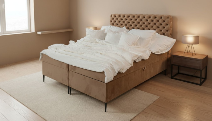 Brūna Krāsnas divguļamā gulta Luxury Boxspring gulta guļamistabas gultas