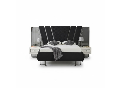 chlafzimmer Gulta 2x Nakts galdiņi Luksusa Gultas komplekts Komplektas dizaina mēbeles 3 gab.