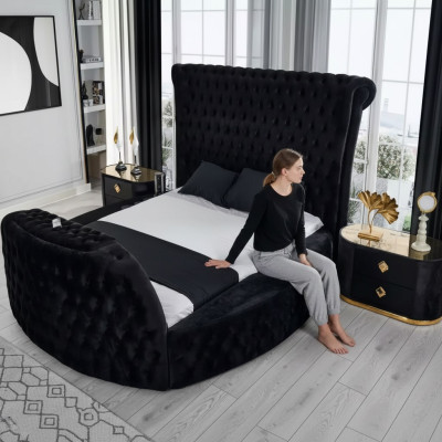 Moderna Chesterfield-gulta luksusa melnā krāsā