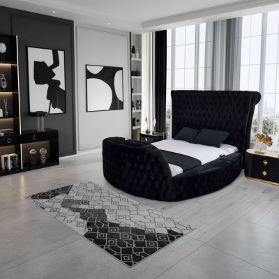 Moderna Chesterfield-gulta luksusa melnā krāsā