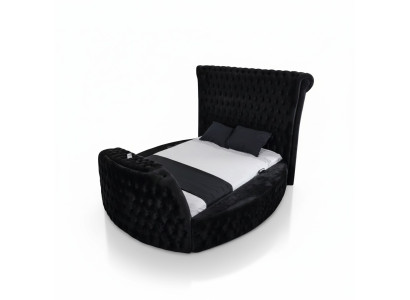 Moderna Chesterfield-gulta luksusa melnā krāsā