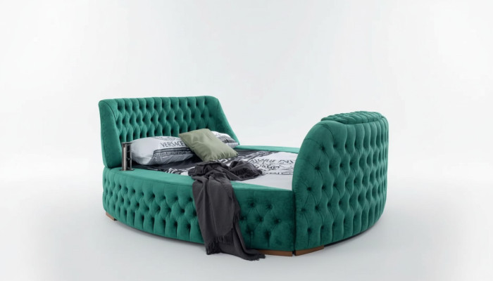 Chesterfield gulta Mēbeles divguļamie zaļie apaļi gultas Lux jumts ar Liftu