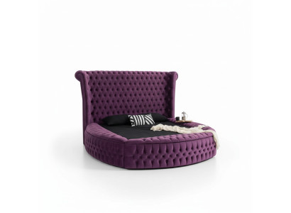 Apkaklīša stila Chesterfield gulta lillā krāsā guļamistaba mēbeles audekls tekstils viesnīcas interjers divguļamais gazes.