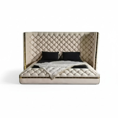 Gulta baltā Chesterfield moderna viesnīcas gulta divvietīga jauna moderna gulta