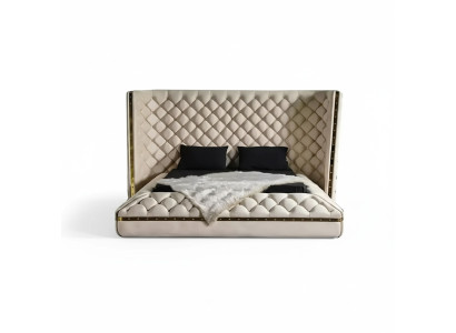 Gulta baltā Chesterfield moderna viesnīcas gulta divvietīga jauna moderna gulta